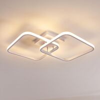 GOECO Moderne LED-Deckenleuchte, Deckenleuchte mit 2 quadratischen Flammen, 50 W, 5600 lm, 3000 K warmes Licht, Acryl-LED-Deckenleuchte für Schlafzimmer, Wohnzimmer, weiß 69 cm