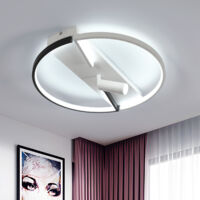 GOECO Runde LED-Deckenleuchte aus Aluminium, Schwarz-Weiß, 48 x 48 x 11 cm, 42 W, Kaltweiß 6500 K, CRI 80, 220 V, für Wohnzimmer, Küche, Büro