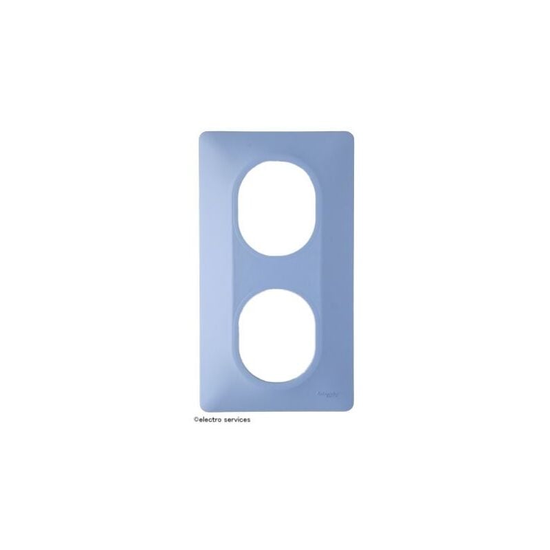 Plaque 2 postes vertical Ovalis Schneider  Finition: Azurin
