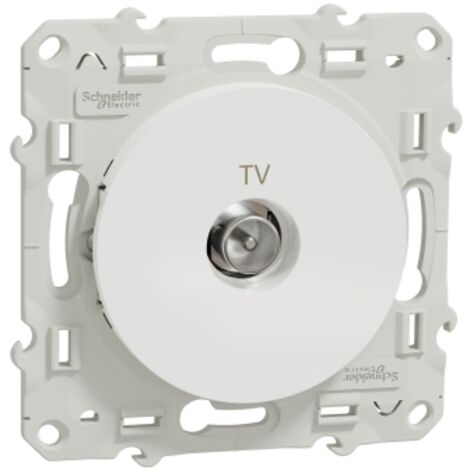 Schneider Electric – Prise TV simple S520445 – Encastrable blanc – Blindage TV simple – Fixation par vis – Normes IK04, IP21 D