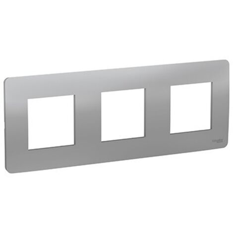 Plaque Schneider Unica Studio 3 Postes Finition: Aluminium