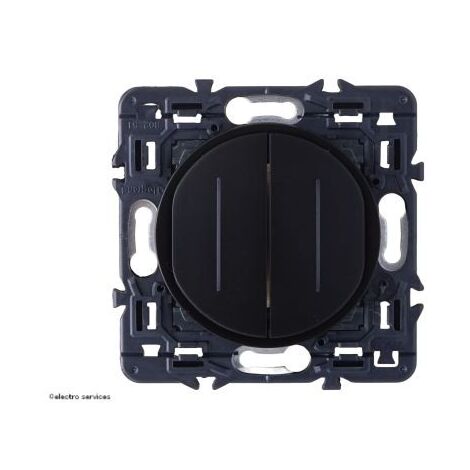 Legrand – Double interrupteur témoin 10AX – Enjoliveur noir avec voyant – Installation rapide par bornes automatiques – Pour intérieur et va-et-vient