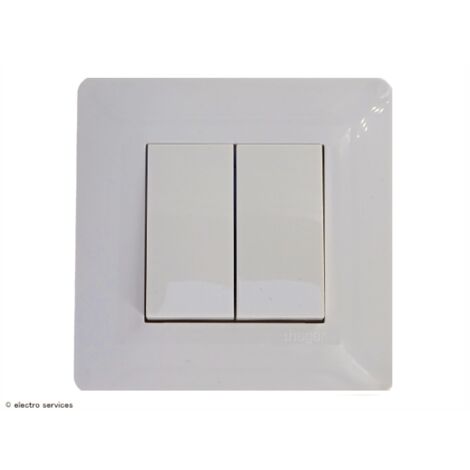 Double poussoir complet Hager Essensya Blanc  Finition: Blanc - Griffes: Avec griffes