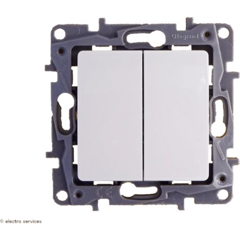 Legrand – Double va-et-vient niloé 10AX – 250V – Mécanismes encastrés ou saillie – Fixation à vis et à griffe – Coques de protection chantier (1/7)