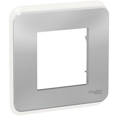Schneider Electric – Plaque de finition alu 85x85mm – 1 poste – Montage horizontal ou vertical – Compatible gamme Unica Pro
