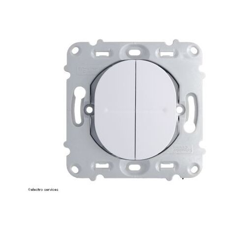 Schneider Electric – Double interrupteur va-et-vient Ovalis – Finition blanche – Tension 250V – Courant 10A – Compatible avec plaques Ovalis