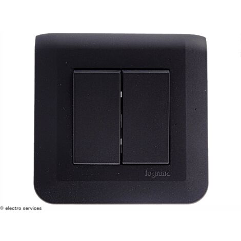 Double interrupteur ou Va-et-vient Mosaic Legrand Noir complet  Griffes: Sans griffes