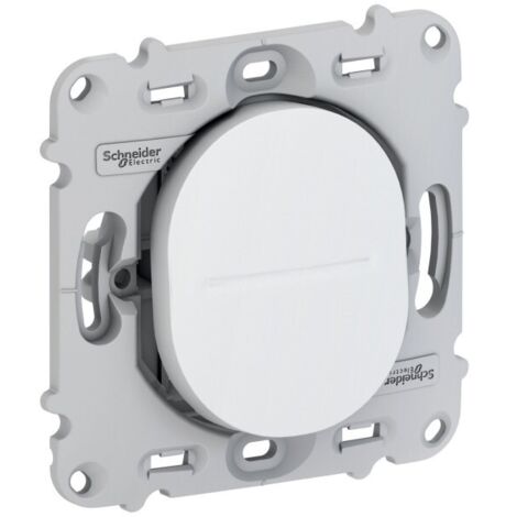 Schneider Electric – Bouton poussoir à fermeture Ovalis – Poussoir inverseur pour installation intérieure – Coque de protection incluse – Tension 250V, courant 10A