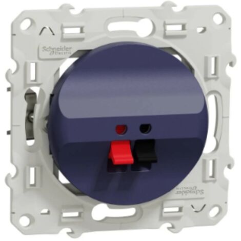 Prise haut-parleur 1 sortie bleu cobalt encastré avec support (sans plaque) Odace