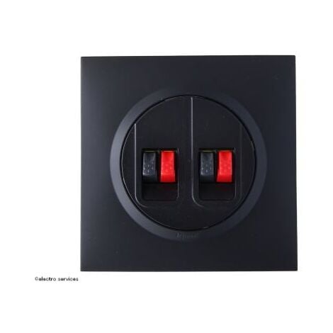 079550L Prise Haut-parleur Mosaic 1 Module Avec Bornier 4mm² Pour Liaison Audio Stéréo De Haut-parleur - Noir Mat - Professionnel