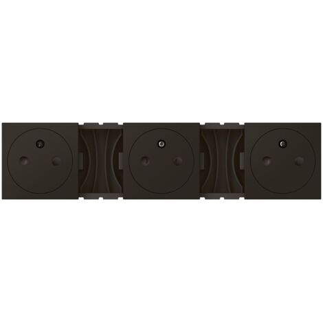 Legrand – Triple prise de courant 2P+T Mosaic – Finition noir – 250V 16A – Connexion rapide par bornes automatiques – Pour intérieur uniquement (1/3)
