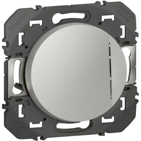 Interrupteur avec voyant lumineux Dooxie 10AX 250V - Legrand - Aluminium - 600111 (1/3)