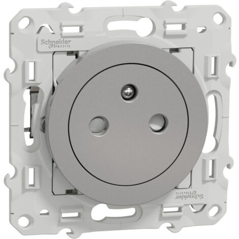 Prise de courant 2P+T affleurante Schneider Odace  Finition: Aluminium