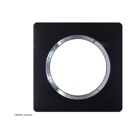 Legrand – Plaque carrée Dooxie 1 poste – Finition noir velours – Bague chromée – Système de rattrapage mural – Installation intérieure facile