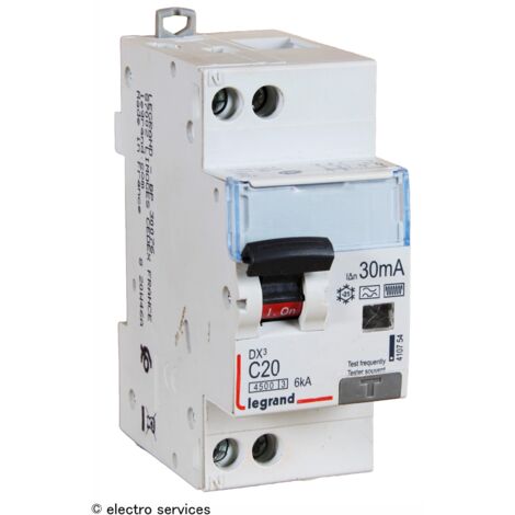 Legrand – Disjoncteur différentiel 20A – Courbe C – Tension 230V – Sensibilité 30mA – Pouvoir de coupure 6kA – 2 modules – LEG410754 (1/8)