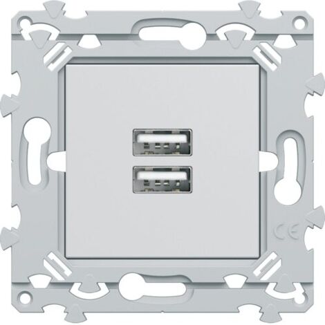 Hager – Prise double USB A+A encastrée – Recharge simultanée de 2 appareils – Installation murale – Compatible gamme Essensya – Polycarbonate robuste (1/6)