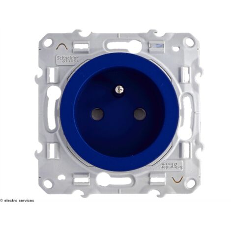 Schneider Electric – Prise de courant 2P+T – Finition cobalt – 250V 16A – Pour installation intérieure – Coque de protection incluse