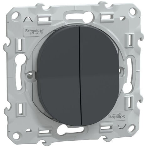 Schneider Electric – Interrupteur double va-et-vient 10A anthracite – Fixation par vis – 3 bornes automatiques – IP21 – S340214
