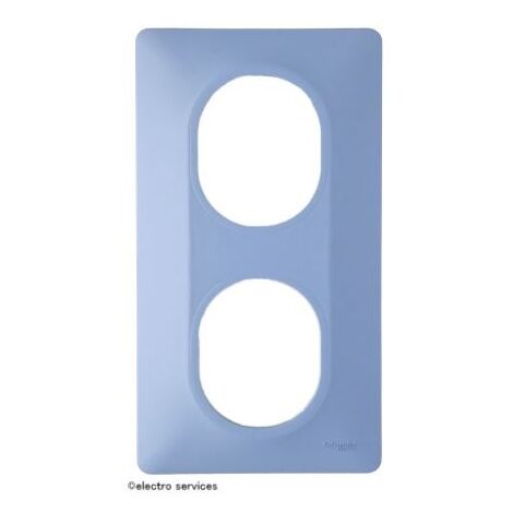 Plaque 2 postes vertical Ovalis Schneider  Finition: Azurin