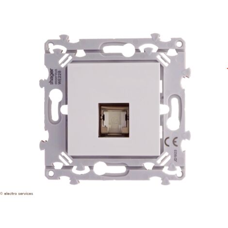 Prise RJ45 cat. 6a STP pour grade 3 TV Hager Essensya  Finition: Blanc - Griffes: Avec griffes