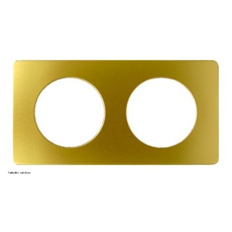 Legrand – Plaque de finition 2 postes – Laiton satiné – Montage horizontal/vertical – Compatible supports Batibox – CP1202