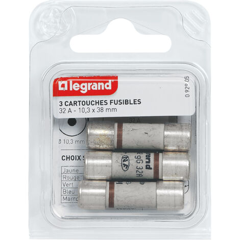 Legrand Ensemble de cartouches fusibles cylindriques gris 32A (1/3)