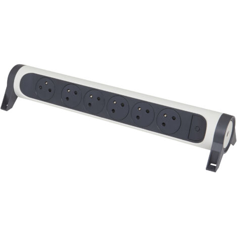 bloc multiprise - 6 x 2p+t - rotatif - a cabler - blanc / noir - legrand 049468