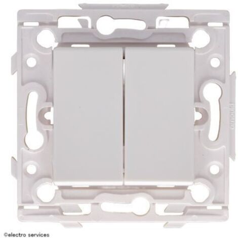 Arnould – Double interrupteur va-et-vient 10A – Usage intérieur – Compatible avec plaques personnalisables – Espace lumière blanc