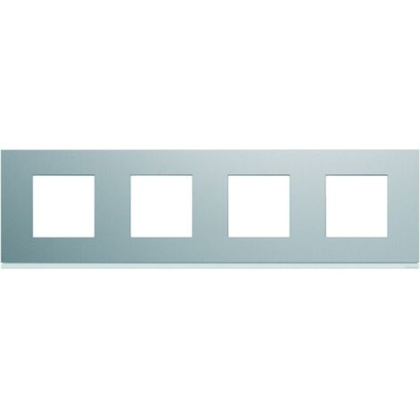 Plaque gallery plastique peint 4 postes horizontale 71mm titane HAGER WXP0114