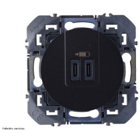 Double chargeur USB Type-C dooxie 3A 15W noir LEGRAND 600545
