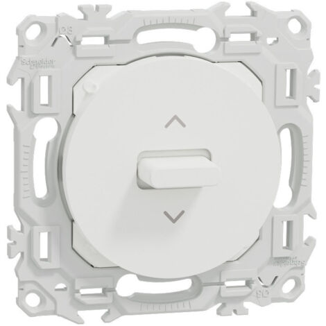 Schneider – Poussoir volet roulant 3 positions à levier – Mécanisme électromécanique – Fixation par vis et griffes – Blanc craie