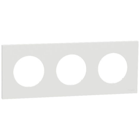 Schneider – Plaque de finition 3 postes – Gamme Odace – Blanc craie – Pose rapide par clipsage – Compatibilité mécanismes Odace (1/3)