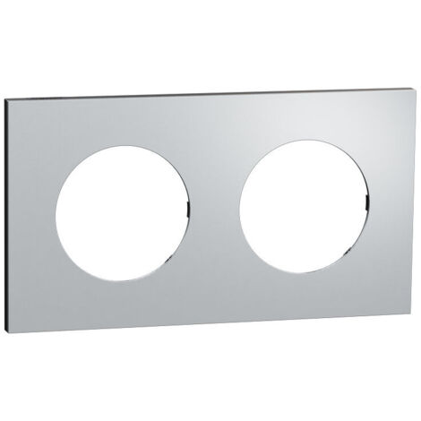 Plaque Odace Aluminium Métal support noir 2 postes (S913704) (1/3)