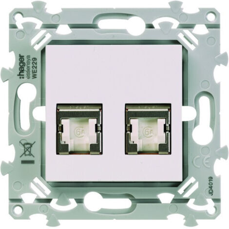 RJ45 essensya CAT.6A STP double Gr.3TV Pure - HAGER WE229