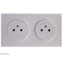 Legrand – Double prise de courant complète 2P+T – Blanc – 250V 16A – Mécanisme avec coque de protection chantier – Usage intérieur