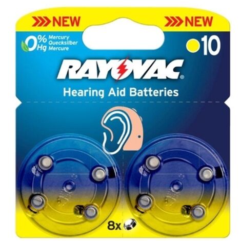 Pack de 8 piles auditives 10 rayovac PR70