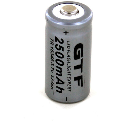 Batterie 3.7V 2.5Ah Li-ion 16340 pour lampe torche, cigarette