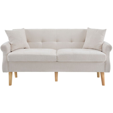 Divani dritto 137x76,5x83cm Divani letto 2 posti con 2 portabicchieri 2 cuscini per soggiorno/camera da letto/ufficio, velluto, grigio