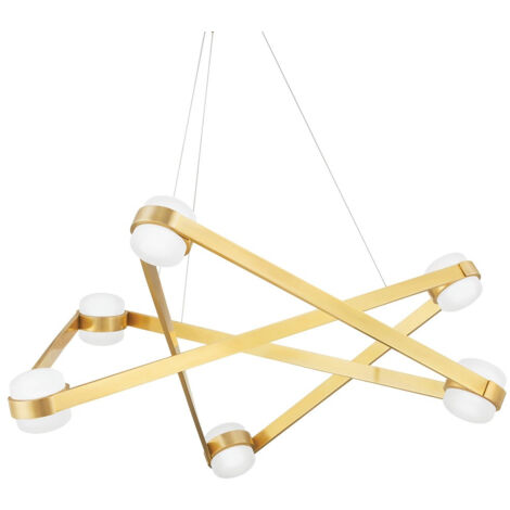 Orbit Lustre à 6 lumières en laiton, verre, 2700K