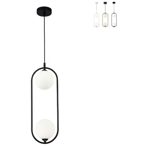 Maytoni Ring Abat-jour en verre de plafonnier moderne à 2 lumières en forme d'anneau noir (1/5)
