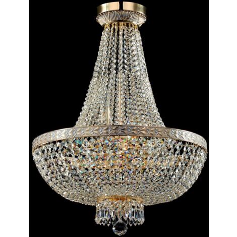 Lustre doré et cristal 8 lumières E14 – Hauteur 65 cm – Diamètre 50 cm – Classe IP20 – Puissance max 60W – Maytoni