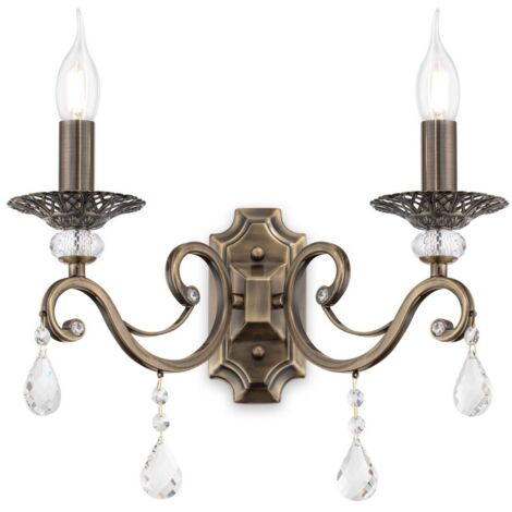 Grace Applique Bougie Laiton & Cristal, 2 Lumières, E14 (1/3)