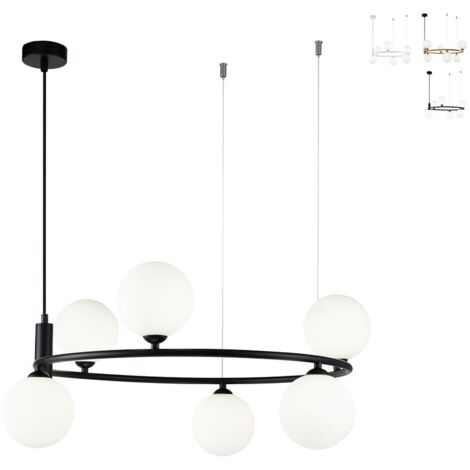 Ring Plafonnier suspendu noir, 6 lumières, G9 (1/5)