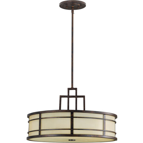 Suspension plafonnier suspension acier bronze D 53,3 cm 3 flammes (1/4)