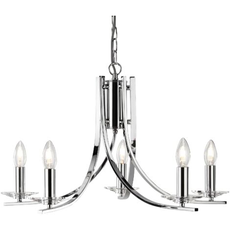 Searchlight Ascona - Luminaire suspendu à 5 bras multiples, chrome, verre cinq, E14 (1/4)