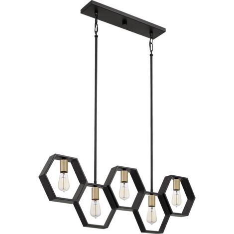 Elstead Quoizel Bismarck Bar Suspension Plafonnier Terre Noir (1/5)