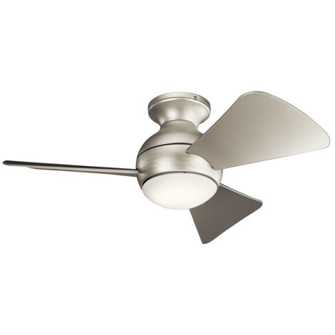 Elstead Kichler Sola Ventilateur de plafond à 3 pales de 86 cm avec télécommande à lumière LED nickel brossé (1/3)