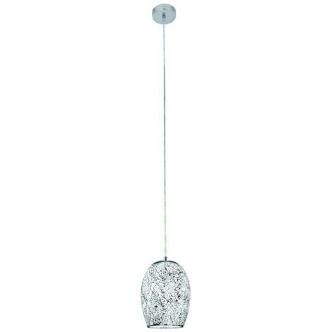 Searchlight Crackle - Suspension à 1 ampoule au fini chrome, blanc avec abat-jour en verre mosaïque, E27 (1/4)