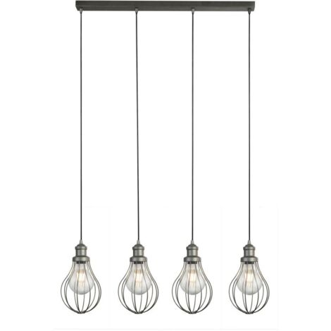 Searchlight Balloon Cage - Pendentif suspendu cage ballon à 4 lumières argenté, E27 (1/3)