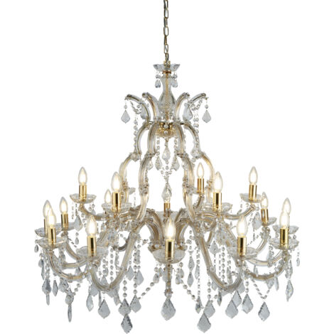 Searchlight Marie Therese - Lustre en cristal à 18 ampoules au fini laiton poli, E14 (1/5)